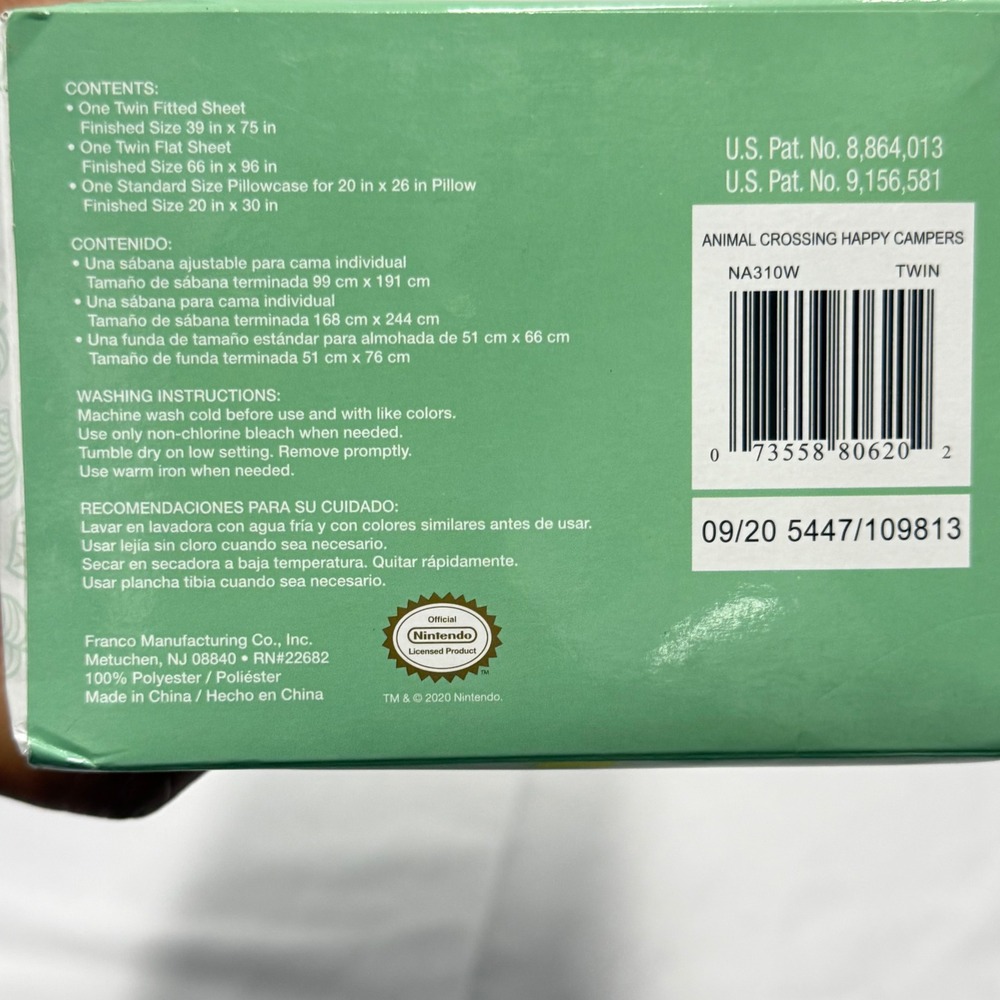 Animal Crossing New Horizons Twin Sheet Set 3pc Microfiber Happy Campers New - Picture 3 of 4